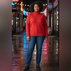 Calvin Klein Women's Red Turtleneck plus Sweater Size OX